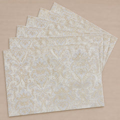 Misty Blue Heritage Table Runner With Mats In Damask Fabric 002