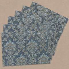 The Blue Versailles Table Runner With Mats In Damask Fabric 0011