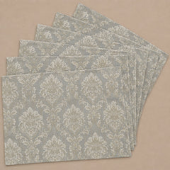 Imperial Sage Brocade Table Runner With Mats In Damask Fabric 008
