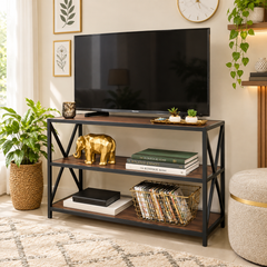 Carbon X-Frame Bookcase Console Table
