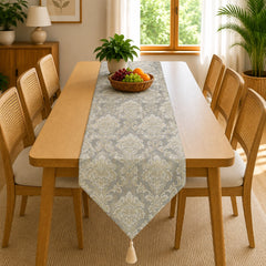 Imperial Sage Brocade Table Runner In Damask Fabric 008