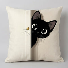 Peekaboo Kitty Printed Cushion Covers - (Pack of 4) For Living Room, Bed Room, Home Decor