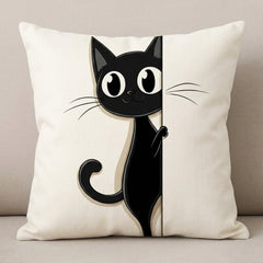 Peekaboo Kitty Printed Cushion Covers - (Pack of 4) For Living Room, Bed Room, Home Decor