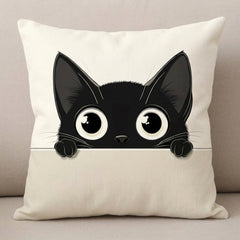 Peekaboo Kitty Printed Cushion Covers - (Pack of 4) For Living Room, Bed Room, Home Decor