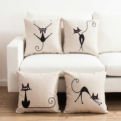 Pepper Cat Printed Cushion Covers Pack of 4
