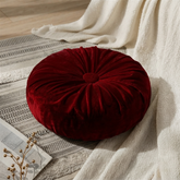 Velvet Round Pumpkin Futon Floor Cushion - Maroon