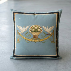 French White Birds and Flowers Cushion Cover Pack of 4