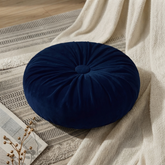 Velvet Round Pumpkin Futon Floor Cushion - Navy Blue