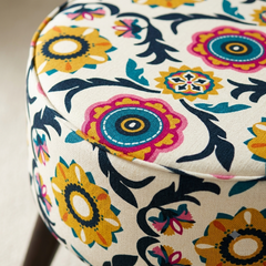 Vivid Vegnette Print Round Cone Leg Ottoman