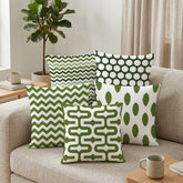 Chevron & Dot Green Printed Cushion Covers - (Pack of 5) For Living Room, Bed Room, Home Decor