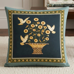 French White Birds and Flowers Cushion Cover Pack of 4
