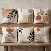 Terracotta Abstract Harmony Printed Cushion Covers - (Pack of 6) For Living Room, Bed Room, Home Decor