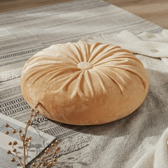 Velvet Round Pumpkin Futon Floor Cushion - Camel