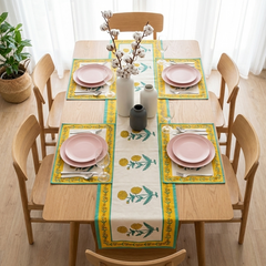 Exotic Sunburst Bloom Table Runner with Mats