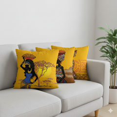 Yellow African Cushion Covers Pack of 3