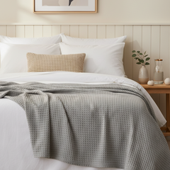 Viscose Cotton Thermals Blanket Light Grey