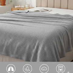 Viscose Cotton Thermals Blanket Light Grey