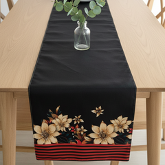 Black Floral Elegance Table Runner