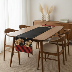 Black Floral Elegance Table Runner