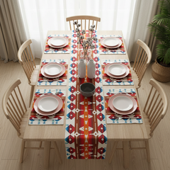 Boho Geometric Table Runner with Mats