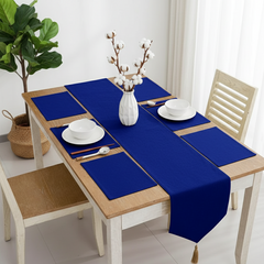 Royal Blue Velvet Table Runner with Mats