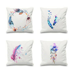 Watercolors Feathers Cushion Covers Pack of 4