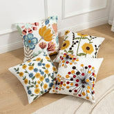 Contemporary Bloom Canvas Printed Cushion Covers - (Pack of 4) For Living Room, Bed Room, Home Decor