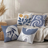 Scandi Leaf Abstract Printed Cushion Covers - (Pack of 4) For Living Room, Bed Room, Home Decor
