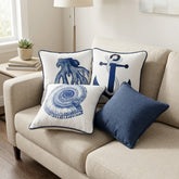 Oceanic Charm Printed Cushion Covers - (Pack of 4) For Living Room, Bed Room, Home Decor