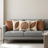 Terracotta Leaf Luxe Printed Cushion Covers - (Pack of 5) For Living Room, Bed Room, Home Decor