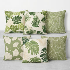 Fresh Foliage Printed Cushion Covers - (Pack of 6) For Living Room, Bed Room, Home Decor