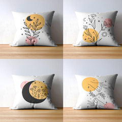 Minimalist Flowers Canvas Print Cushion Covers Pack of 4