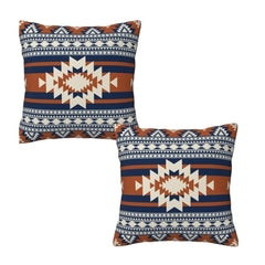 Blue Burnt Orange Pillow Case Pack of 2