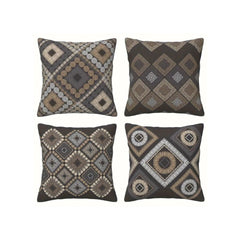 Abstract Geometric Brown Cushion Covers Pack of 4
