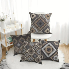 Abstract Geometric Brown Cushion Covers Pack of 4