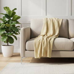 Light Honey Waffle Thermal Blanket With Pillow