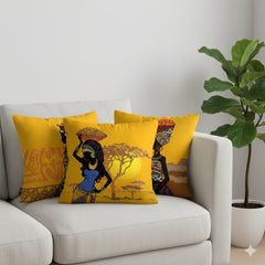 Yellow African Cushion Covers Pack of 3
