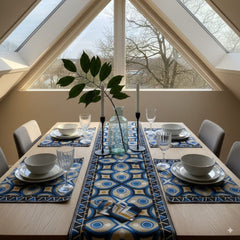 Ceramic Blue Art with Mats Table Runner