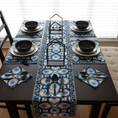 Ceramic Blue Art with Mats Table Runner