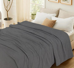 Waffles Terry Cotton Thermal Blanket - Charcoal Grey