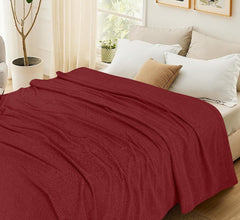 Waffles Terry Cotton Thermal Blanket - Maroon