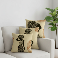 African Beige Cushion Covers - Pack of 3