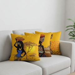 Yellow African Cushion Covers Pack of 3