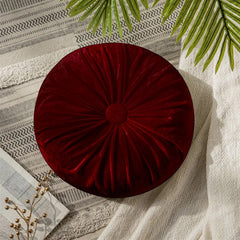 Velvet Round Pumpkin Futon Floor Cushion - Maroon