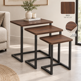 C Type Wooden Living Lounge Nesting Tables (3Pcs)