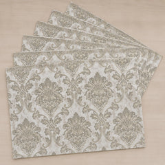Ivory Regal Table Runner With Mats In Damask Fabric 001