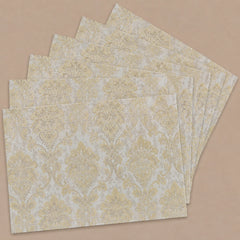 Delicate Gold Medallion Table Runner With Mats In Damask Fabric 0010