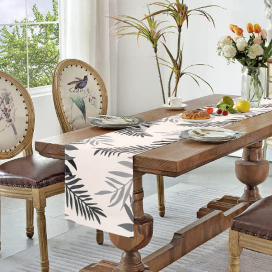 Contemporary Brown Leaf Pattern Table Runner