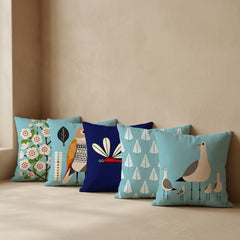 Nordic Coastal Breeze Printed Cushion Covers - (Pack of 5) For Living Room, Bed Room, Home Decor