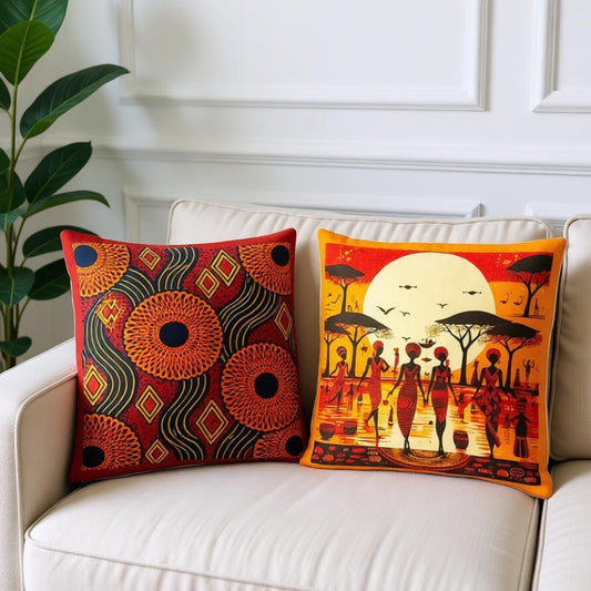 African Sunset Duo Cushions Cover Pack of 2